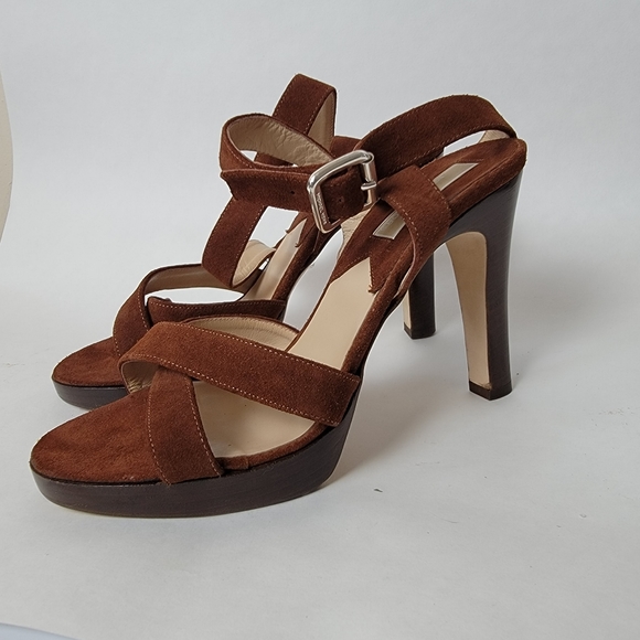 Michael Kors Shoes - Michael Kors Brown Suede Strap Heels